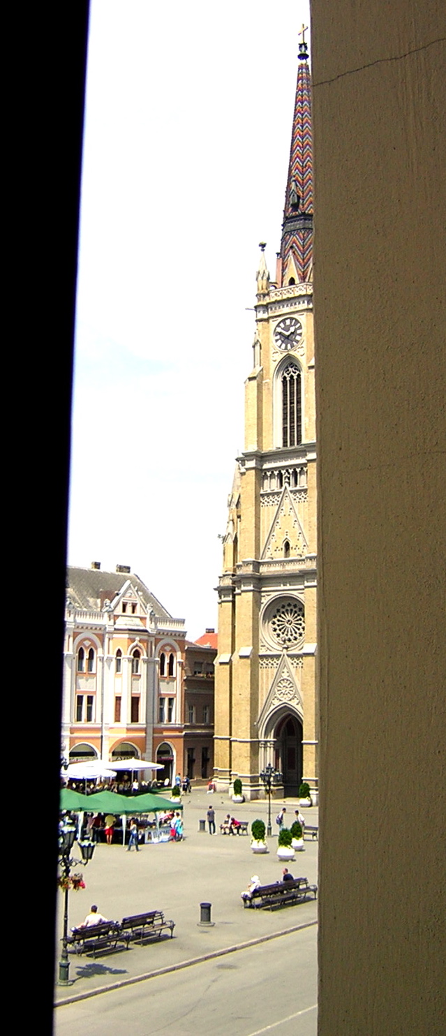 Novi Sad - cathedral from Hotel Vojvodina