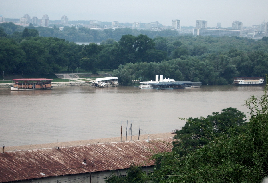 Belgrade - crashed boat on Sava River