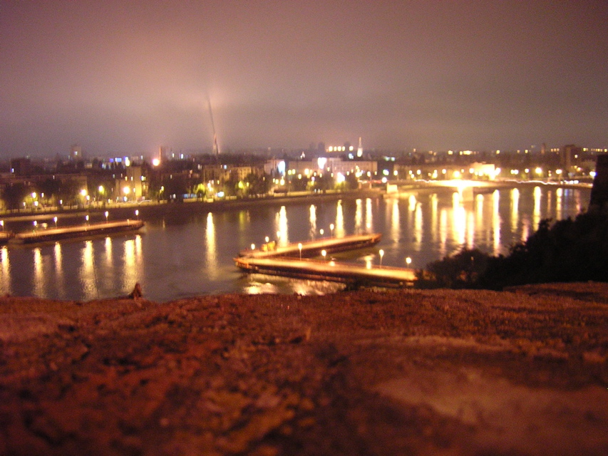 Novi Sad - view from Petrovaradian with open pontoon bridge