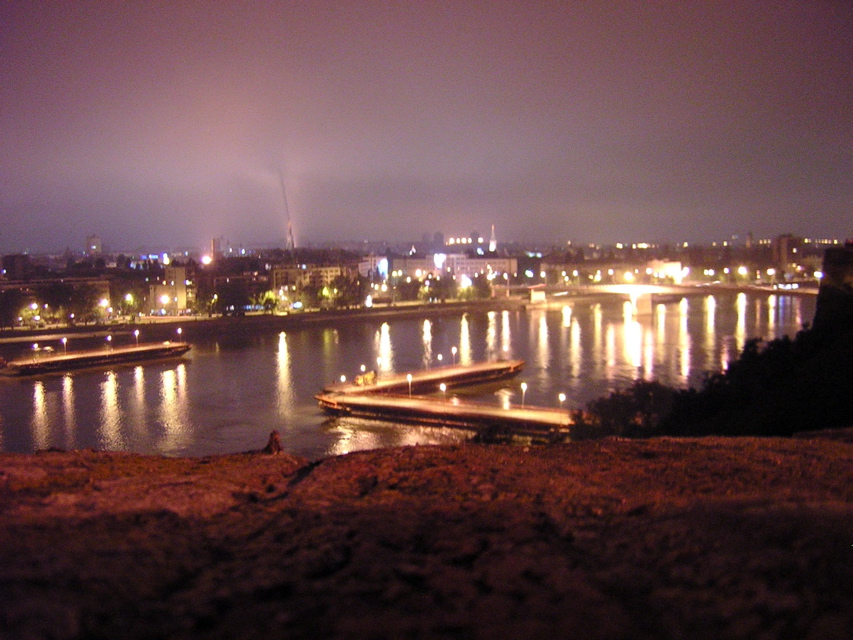 Novi Sad - view from Petrovaradian with open pontoon bridge