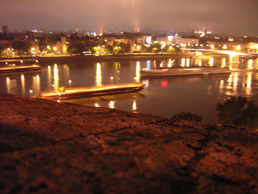 Novi Sad - tourist ferry approaching pontoon bridge