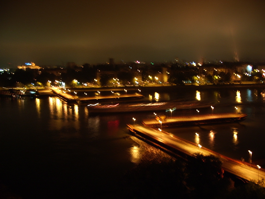 Novi Sad - tourist ferry approaching pontoon bridge